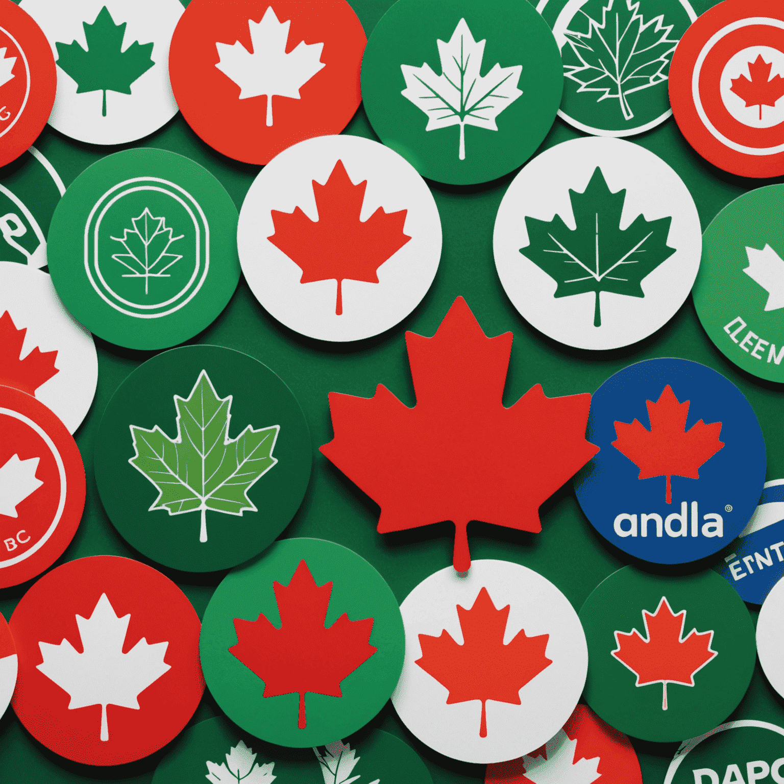 A collage of Canadian political party logos including Liberal, Conservative, NDP, Green Party, and Bloc Québécois